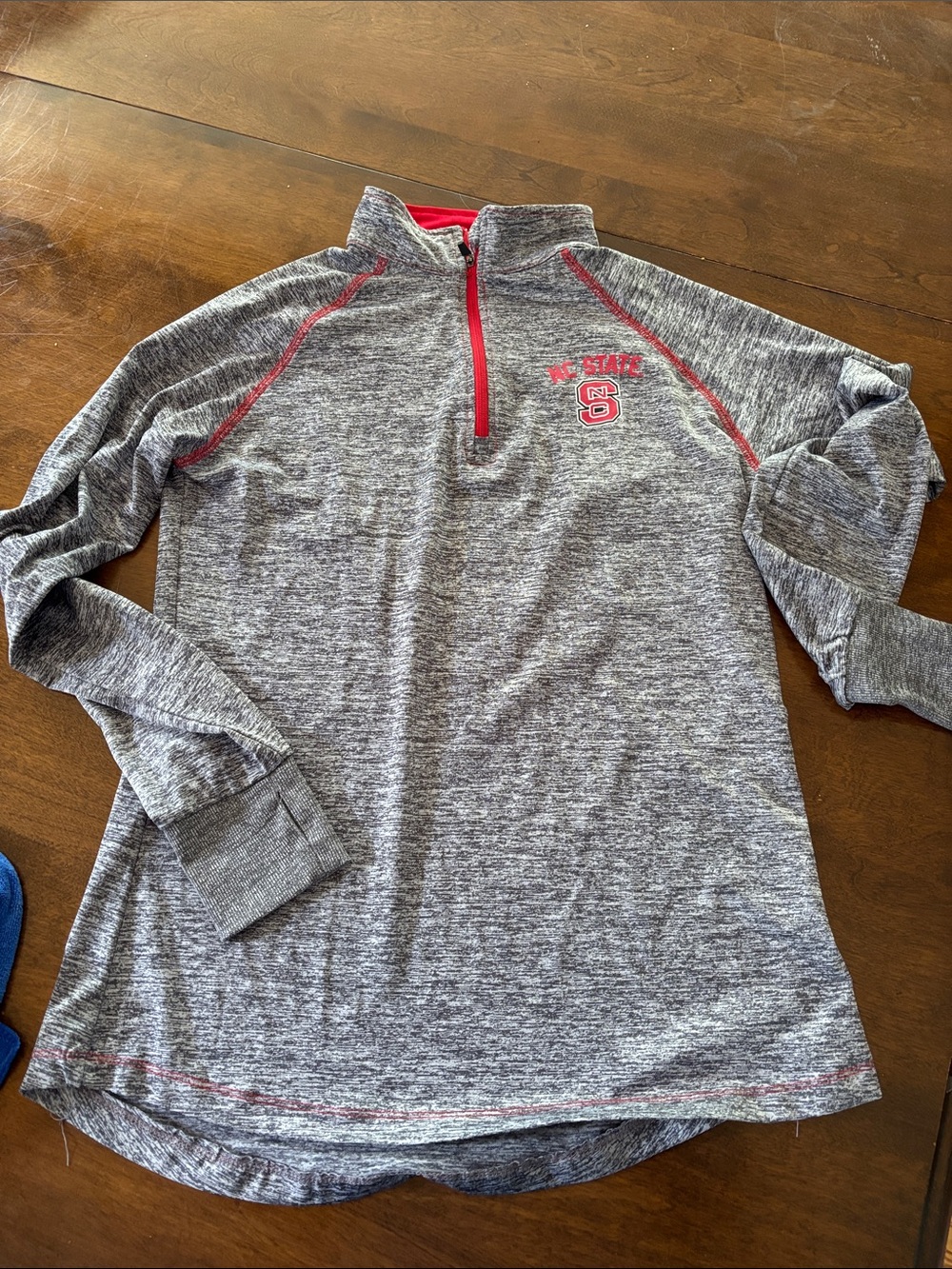 STATE Gray Heather 1/4 Zip Pullover with Red Logo